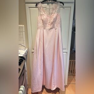 Oleg Cassini Long Pink Lace Bodice Formal Gown Size 10